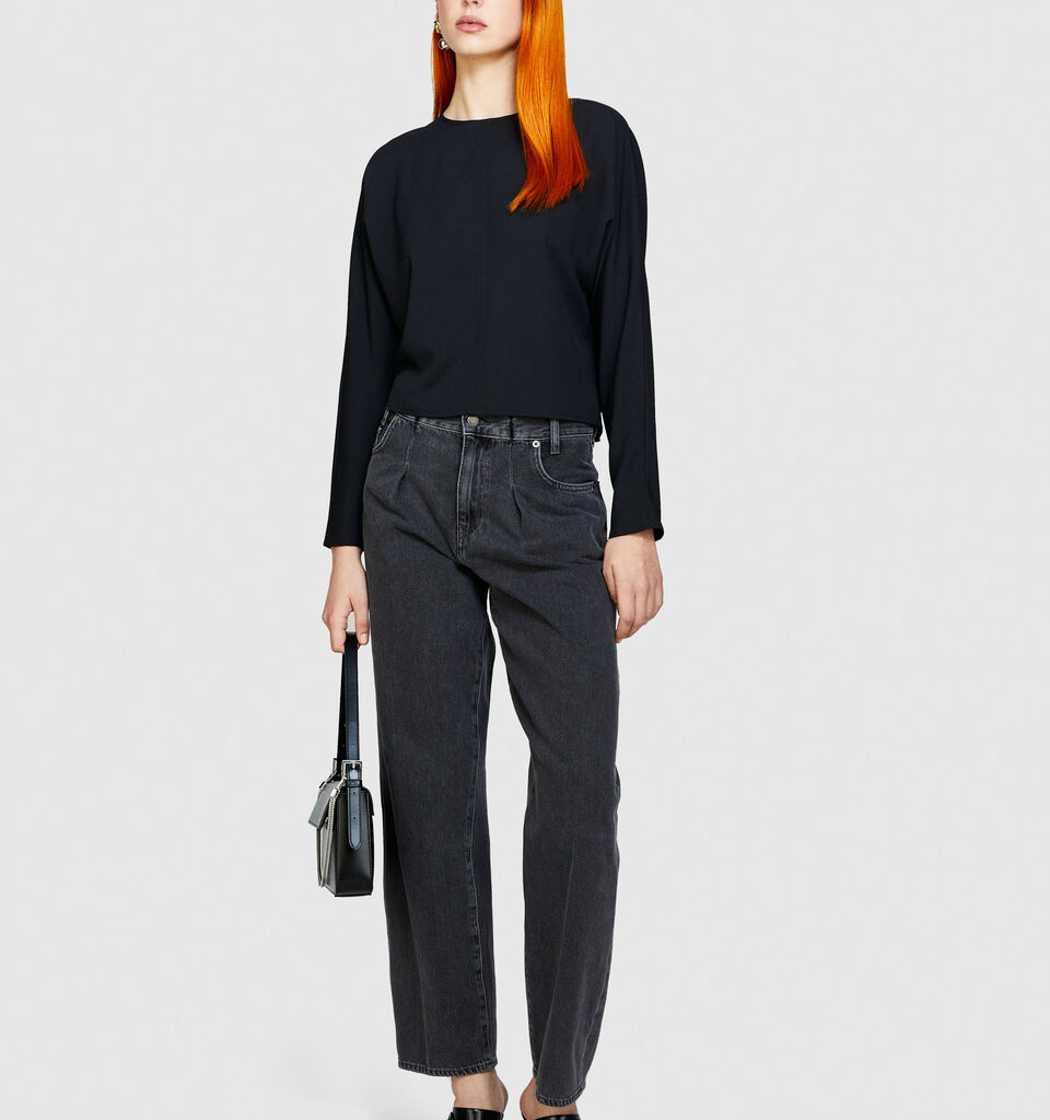 Blouse with crisscross - women's blouses - Black | Sisley image number 1